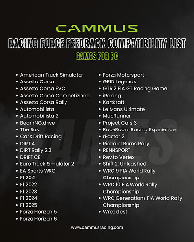 CAMMUS_Racing_Force_Feedback_Compatibility_List 20260615
